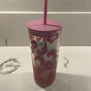 Starbucks 2021 Summer Pink Cheetah-Leopard Print 18oz Glass Cup Tumbler